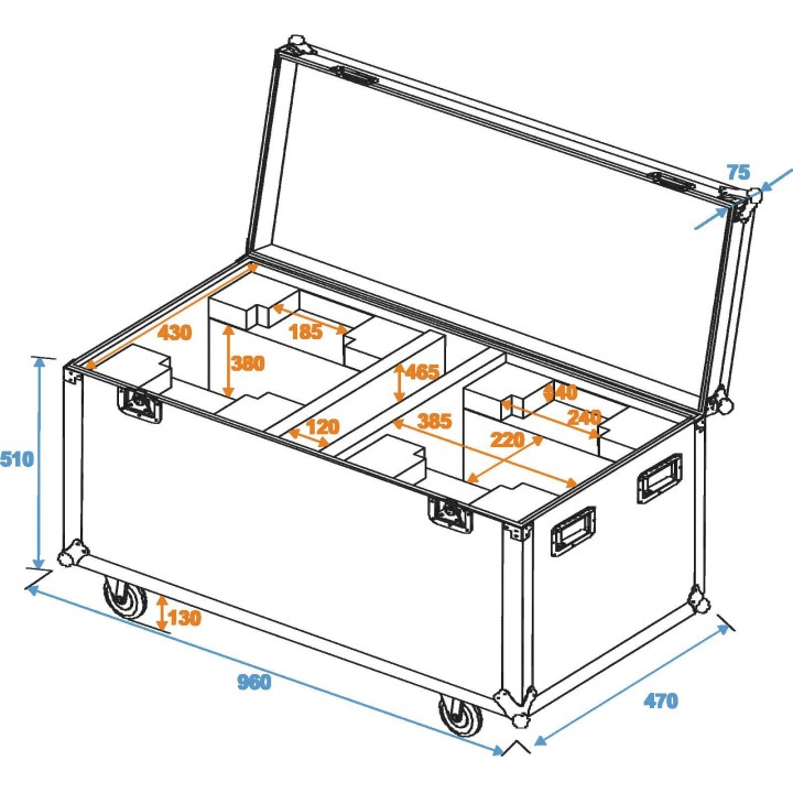 Roadinger - Flightcase 2x DMH-90/150/DMB-60/PLB-230