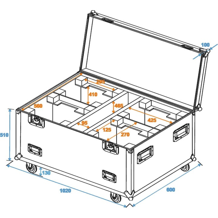 Roadinger - Flightcase 4x DMH-90/150/DMB-160/PLB-230
