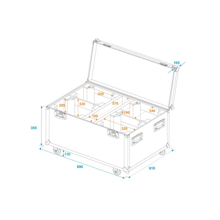 Roadinger - Flightcase 4x LED TMH-X4