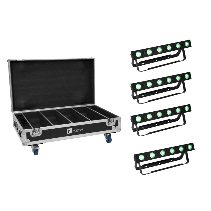 Eurolite - Set 4x AKKU Bar-6 QCL + Flightcase with charging function