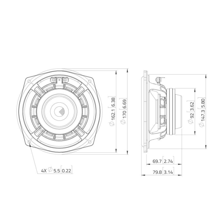 Lavoce - WAN061.80  6.5" Woofer, Neodyme Magnet Aluminium Basket Driver