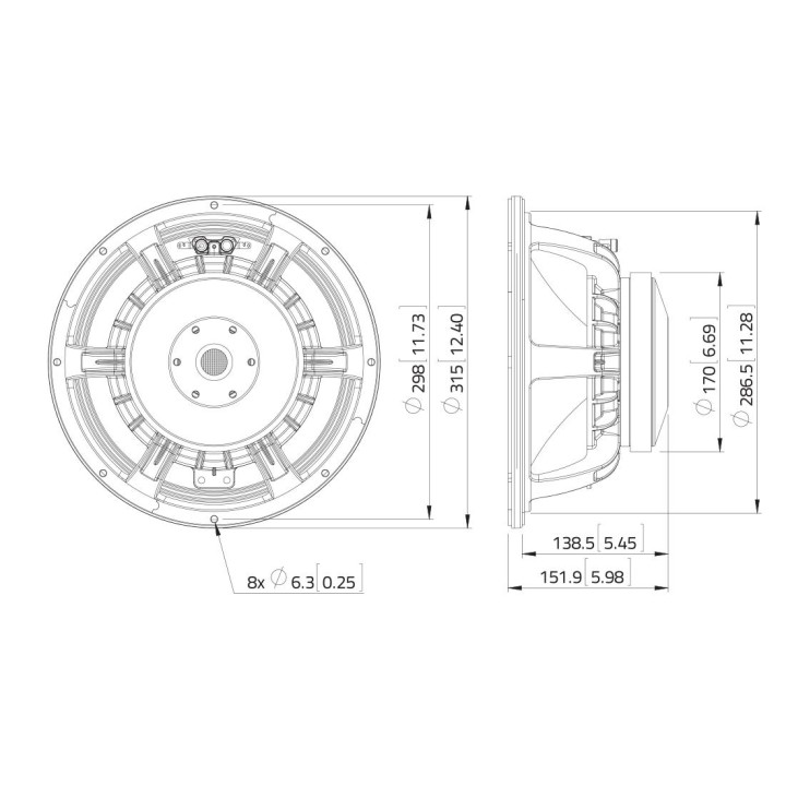 Lavoce - WAF122.50/4 12" Woofer Ferrite Magnet Aluminium Basket Driver