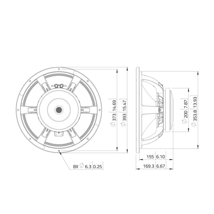 Lavoce - WAF153.02 15" Woofer Ferrite Magnet Aluminium Basket Driver