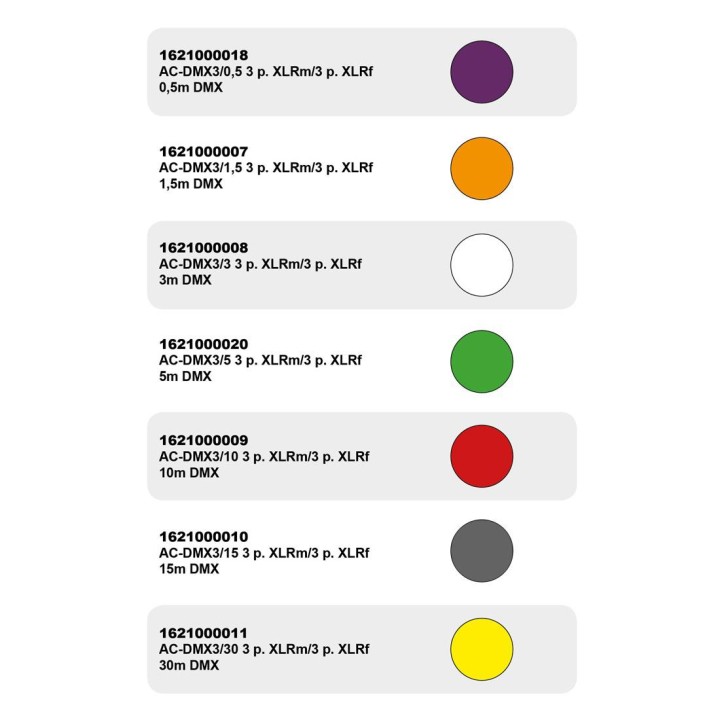 Accu-cable - AC-DMX3/1,5 3 p. XLRm/3 p. XLRf 1,5m DMX