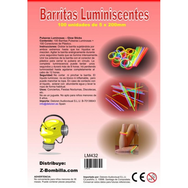Z-B - 100 pulseras Luminosas - Luminescente | Z-Bombilla