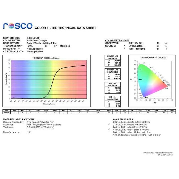 Rosco - E-Colour #158 (122x53cm) - Laisse une Couleur | Z-Bombilla