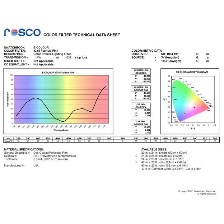 Rosco - E-Colour #345 (30x26,5cm) - Folha 1 Cor | Z-Bombilla