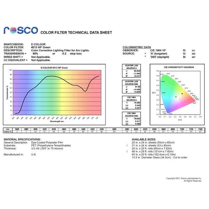 Rosco - E-Colour #213 (122x53cm) - Laisse une Couleur | Z-Bombilla