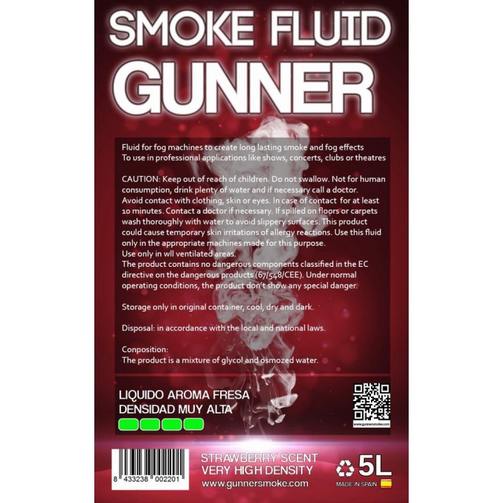 Gunner Smoke - Fresa 5L Densidad Muy Alta - Líquid de Fum | Z-Bombilla