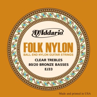 D'addario - EJ33 Folk Nylon, Ball End, Clear - Classical Guitar String | Z-Bombilla