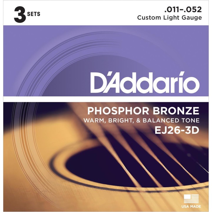 D'addario - EJ26-3D (pack 3 juegos) - Acoustic Guitar String | Z-Bombilla
