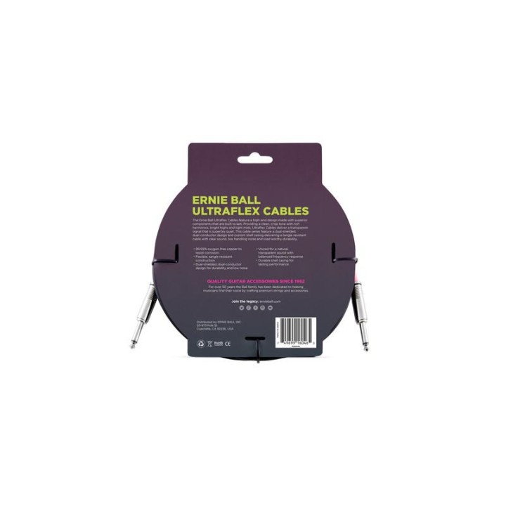 Ernieball - ULTRAFLEX JACK-JACK NEGRO - 5 M. - Cavo maschio - Jack | Z-Bombilla