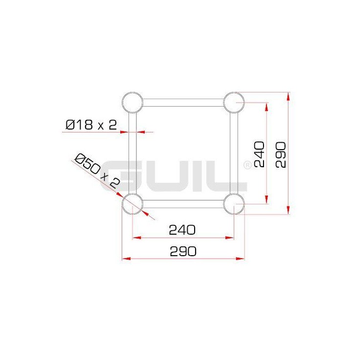 Guil - TQN290-1000 - 4 Points Aluminium Truss 29 x 29 cm | Z-Bombilla