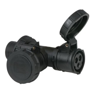 Showtec - T-connect 2 Way 16/3, Plug 16/3 - Power Distributor Monofásica 220V | Z-Bombilla