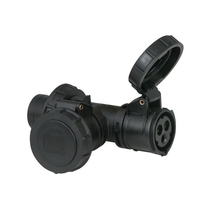 Showtec - T-connect 2 Way 16/3, Plug 16/3 - Power Distributor Monofásica 220V | Z-Bombilla