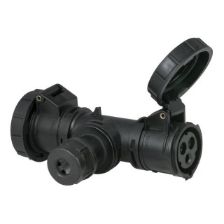 Showtec - T-connect 2 Way 16/3, Cablegland - Power Distributor Monofásica 220V | Z-Bombilla