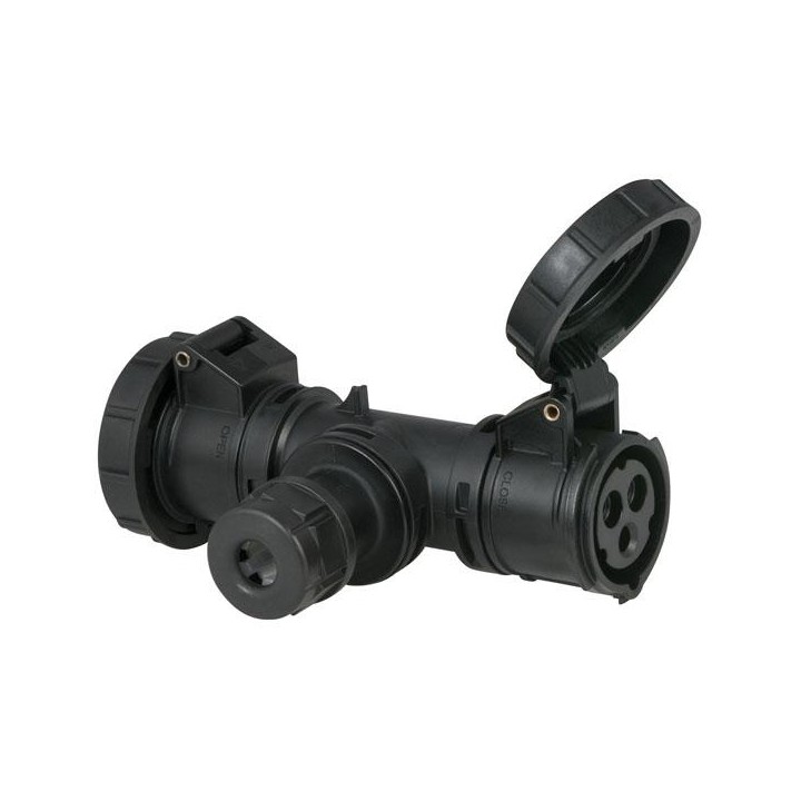 Showtec - T-connect 2 Way 16/3, Cablegland - Power Distributor Monofásica 220V | Z-Bombilla