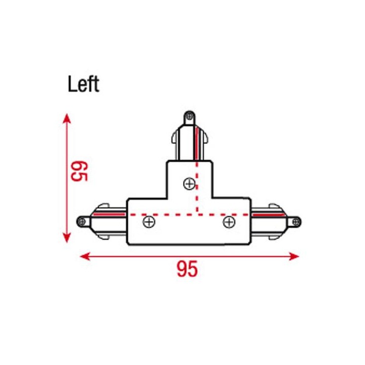 Artecta - 1-Phase Left T-Connector - Acessório leve de trilho | Z-Bombilla