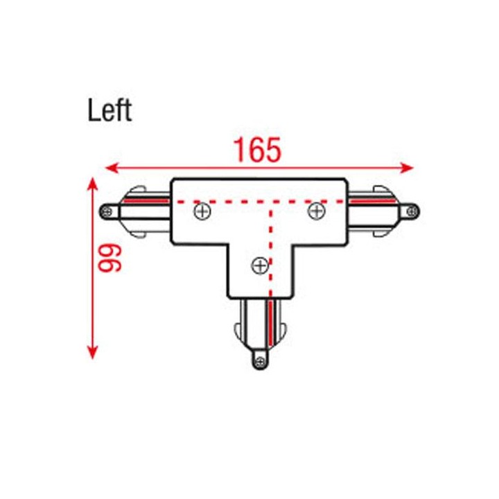 Artecta - 3-Phase Left T-Connector - Acessório leve de trilho | Z-Bombilla