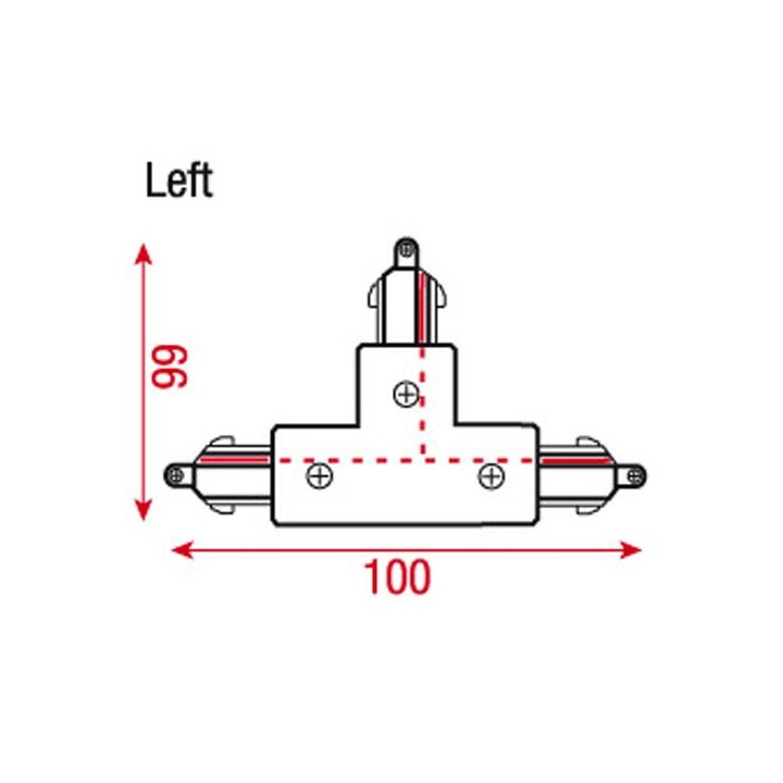 Artecta - 3-Phase Left T-Connector - Acessório leve de trilho | Z-Bombilla