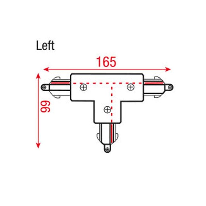Artecta - 3-Phase Left T-Connector - Acessório leve de trilho | Z-Bombilla