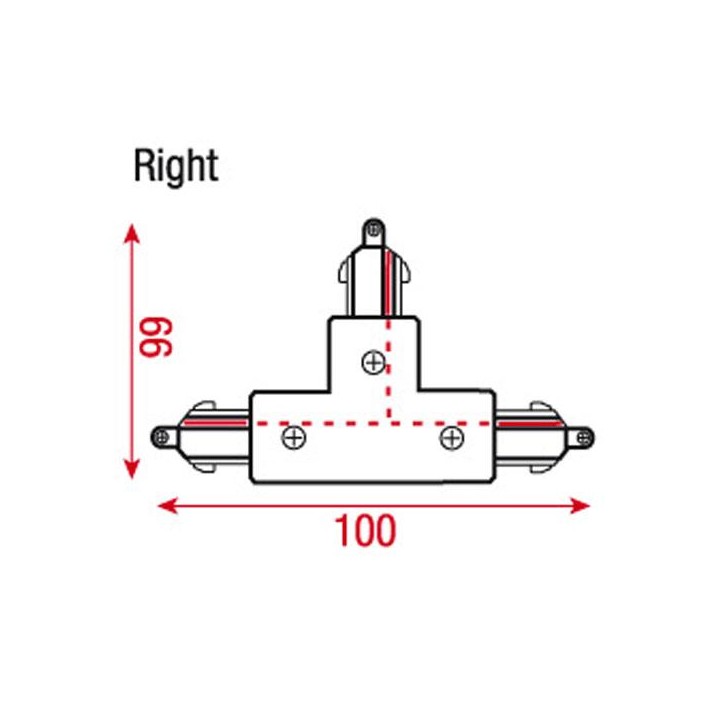 Artecta - 3-Phase Right T-Connector - Accessori llum de rail | Z-Bombilla