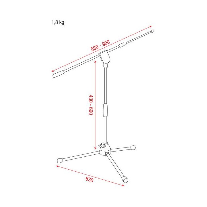 Dap Audio - Pro Microphone stand with telescopic boom - Peu de Micro | Z-Bombilla