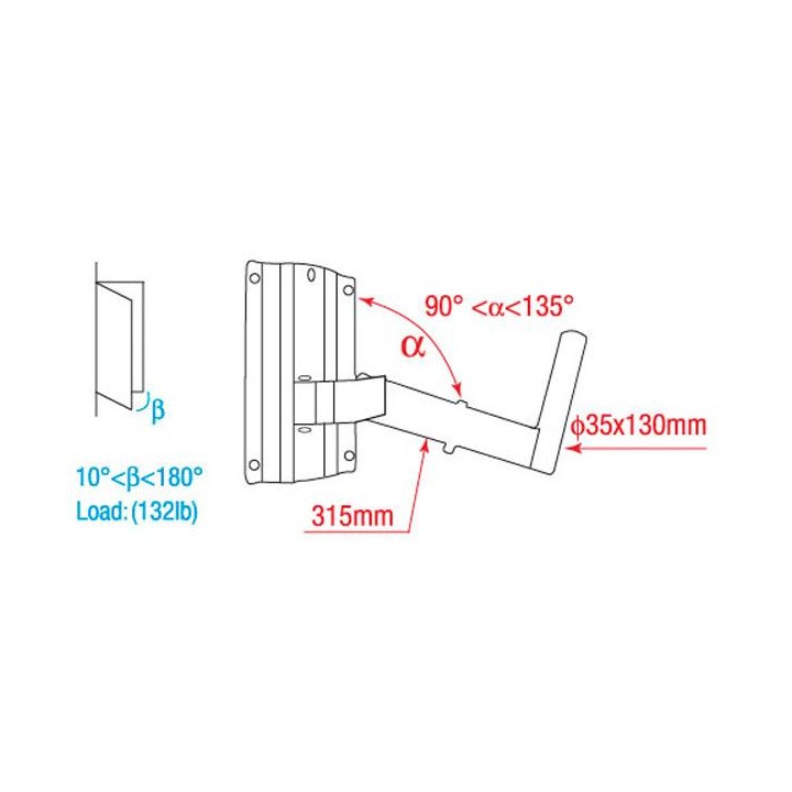 Dap Audio - Adjustable Speakerbracket 35mm - Suporte de Parede | Z-Bombilla