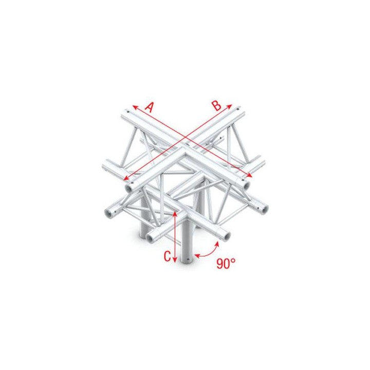 Showtec - Cross + down 5-way, apex up - Showtec treliça de canto | Z-Bombilla