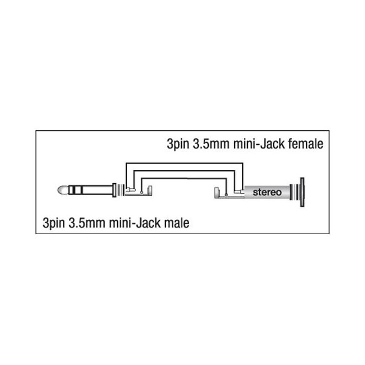 Dap Audio - XGA08 - Mini Jack/M stereo - Mini Jack/F, 90° - Adattatore Audio Economic | Z-Bombilla