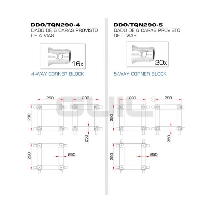 Guil - DDO/TQN290-4 - 4 Points Aluminium Truss 29 x 29 cm | Z-Bombilla