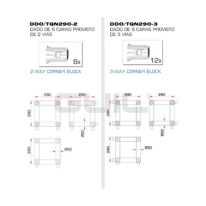 Guil - DDO/TQN290-5 - 4 Points Aluminium Truss 29 x 29 cm | Z-Bombilla