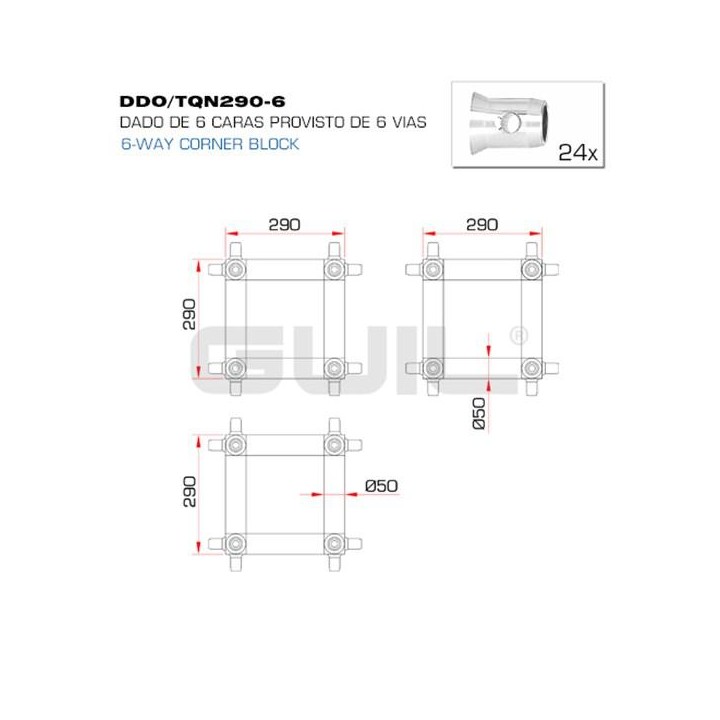 Guil - DDO/TQN290-5 - 4 Points Aluminium Truss 29 x 29 cm | Z-Bombilla