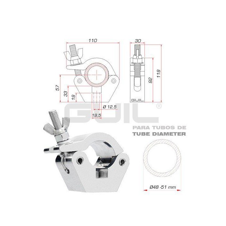 Guil - PTR-15/G - Suport de sostre i paret | Z-Bombilla