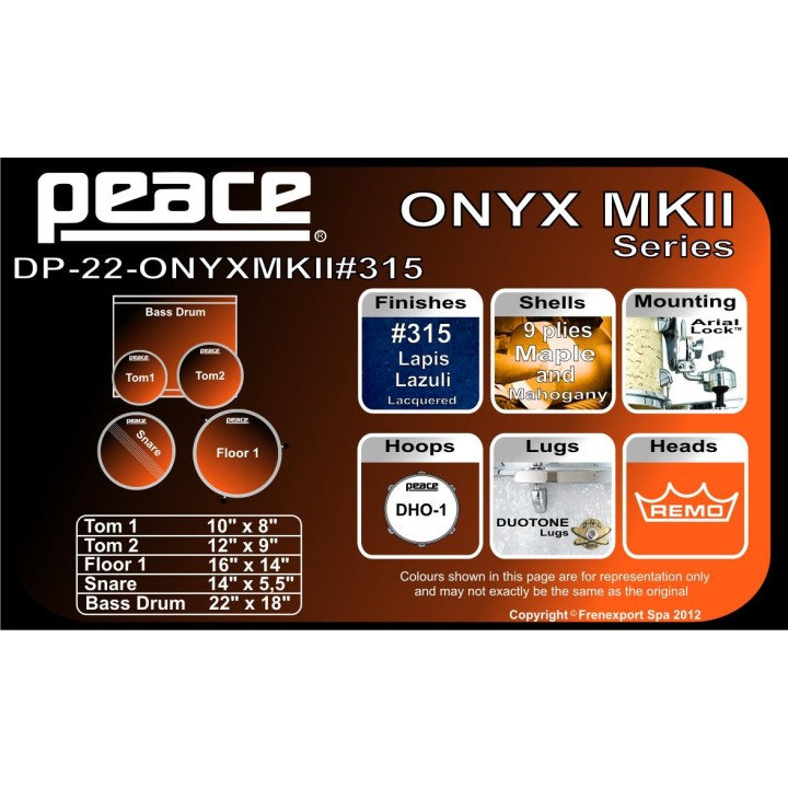 Peace - BATTERIA PEACE ONYX II DP-22ONYX - Acoustic Drum Set | Z-Bombilla