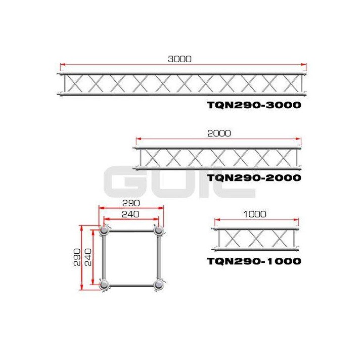 Guil - TQN290-500 - 4 Points Aluminium Truss 29 x 29 cm | Z-Bombilla