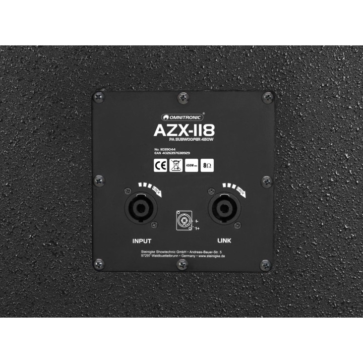 Omnitronic - AZX-118 PA Subwoofer 450W - Subwoofer passiu - Altaveus professionals | Z-Bombilla
