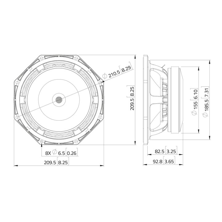 Lavoce - MAF082.00 8" Woofer Ferrite Aluminium Basket Driver - Cone / Speaker 8" | Z-Bombilla