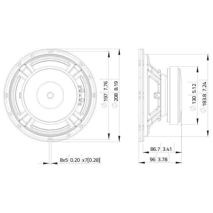 Lavoce - WSF081.82 8" Woofer Ferrite Magnet Steel Basket Driver - Cone / Speaker 8" | Z-Bombilla