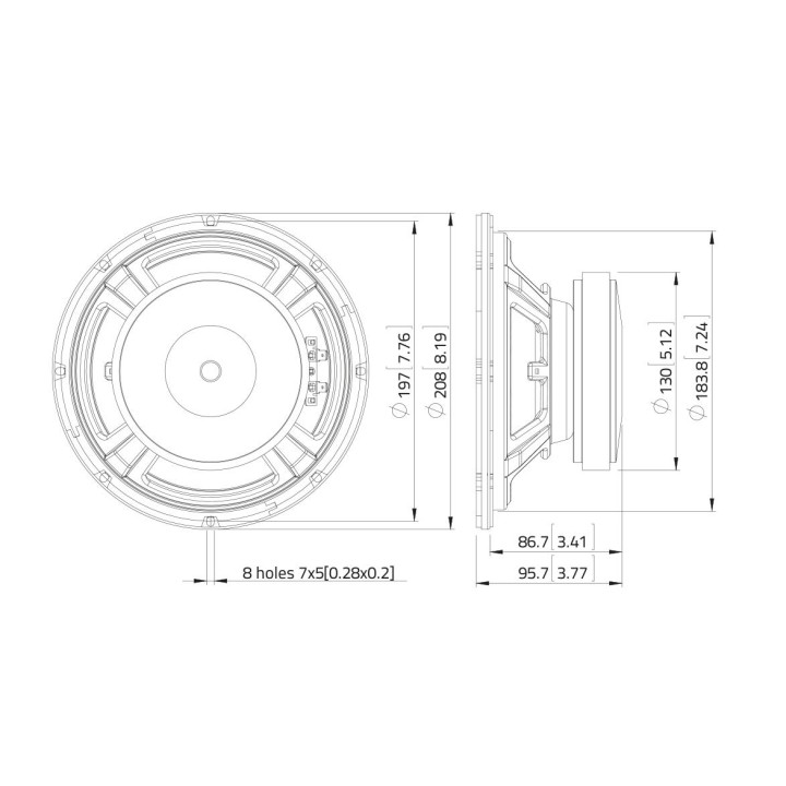 Lavoce - FBASS08-18 8" Bass Guitar Woofer Ferrite Magnet Steel Basket Driver - Cone / Speaker 8" | Z-Bombilla