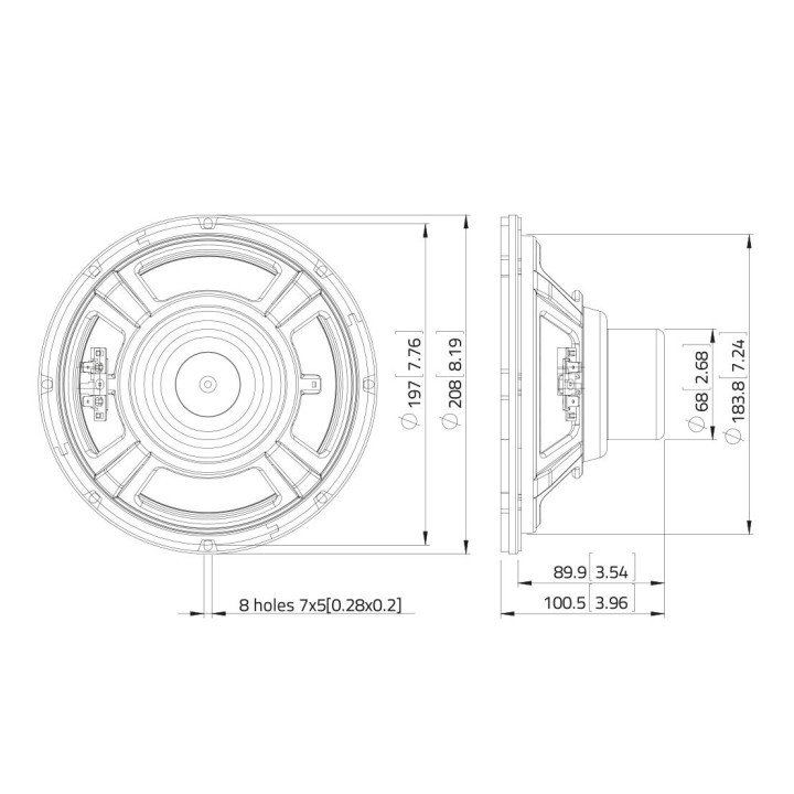 Lavoce - NBASS08-20 8" Bass Guitar Woofer Neodymium Magnet Steel Basket Driver - Cone / Speaker 8" | Z-Bombilla