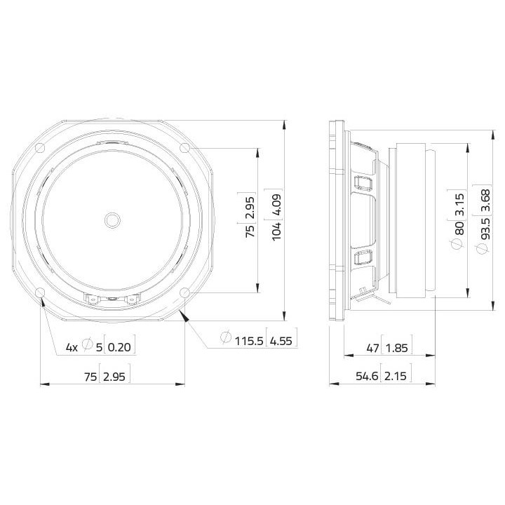 Lavoce - WSF041.00 4" Woofer Ferrite Magnet Steel Basket Driver - Cone / Speaker 3"/ 4" / 5" | Z-Bombilla