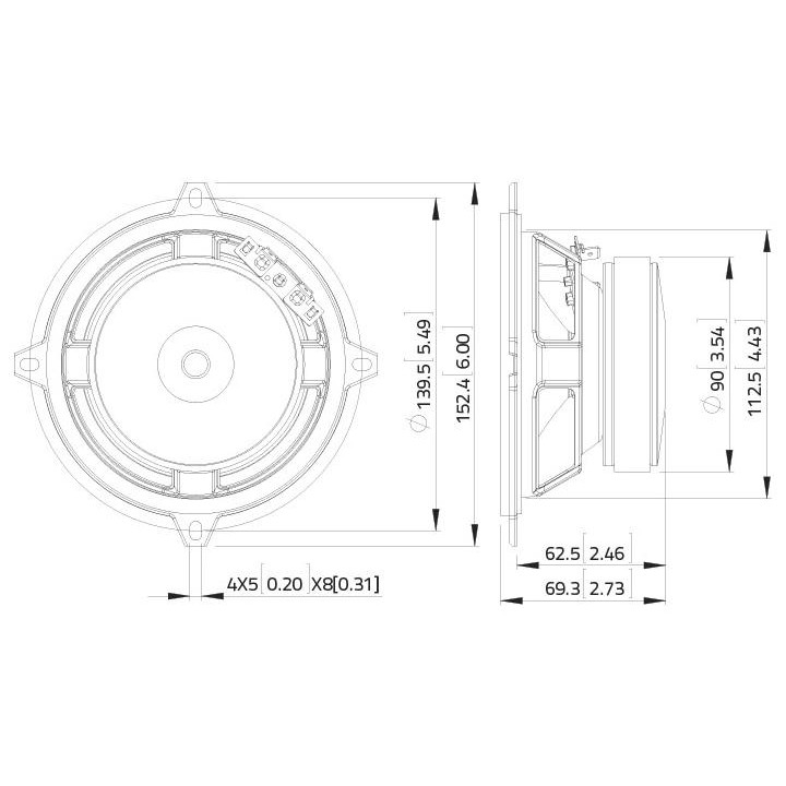 Lavoce - WSF051.02 5" Woofer Ferrite Magnet Steel Basket Driver - Cone / Speaker 3"/ 4" / 5" | Z-Bombilla
