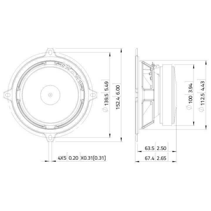 Lavoce - MSF051.22 5" Midrange-Woofer Ferrite Magnet Steel Basket Driver - Cone / Speaker 3"/ 4" / 5" | Z-Bombilla