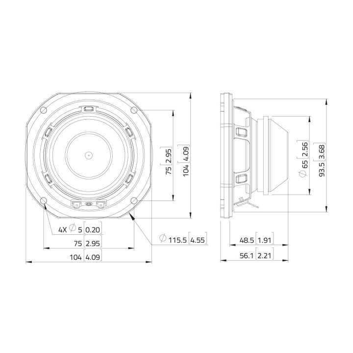Lavoce - WSN041.00 4" Woofer Neodymium Magnet Steel Basket Driver - Cone / Speaker 3"/ 4" / 5" | Z-Bombilla