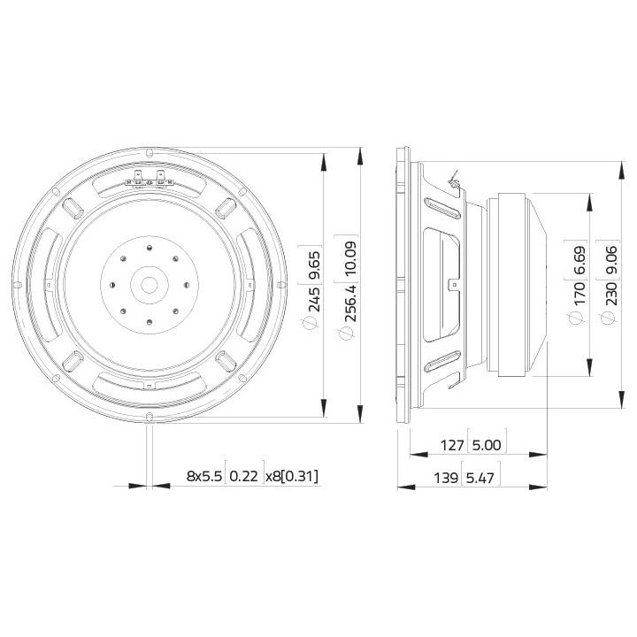 Lavoce - SSF102.50L 10" Subwoofer Ferrite Magnet Steel Basket Driver - Cone / Speaker 10" | Z-Bombilla