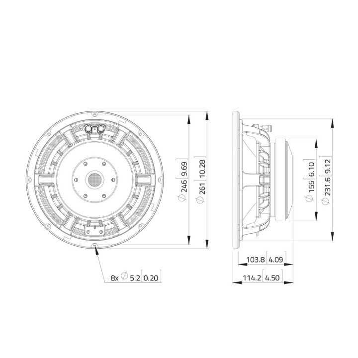 Lavoce - WAF102.51 10" Woofer Ferrite Magnet Aluminium Basket Driver - Cone / Speaker 10" | Z-Bombilla