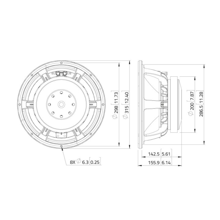 Lavoce - WAF123.02 12" Woofer Ferrite Magnet Aluminium Basket Driver - Cone / Speaker 12" | Z-Bombilla