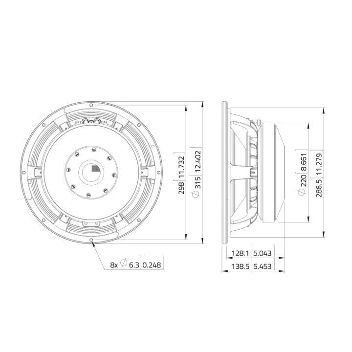 Lavoce - WAF124.01 12" Woofer Ferrite Magnet Aluminium Basket Driver - Cone / Speaker 12" | Z-Bombilla