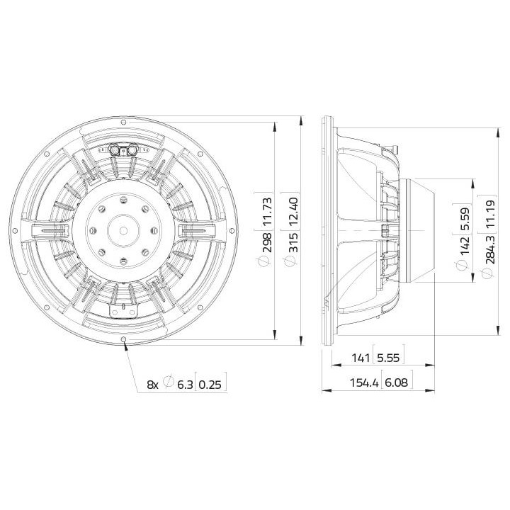 Lavoce - WAN123.00 12" Woofer Neodymium Magnet Aluminium Basket Driver - Cone / Speaker 12" | Z-Bombilla